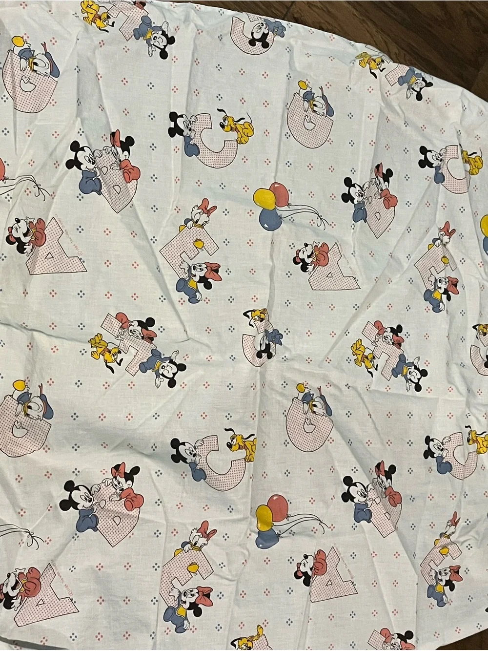 Vintage Dundee Mickey Minnie Mouse ABC Baby Blanket Cotton White